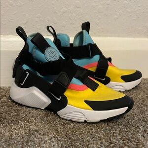 Nike Kids Colorblock Slip-On Sneakers in Yellow, Blue & Pink